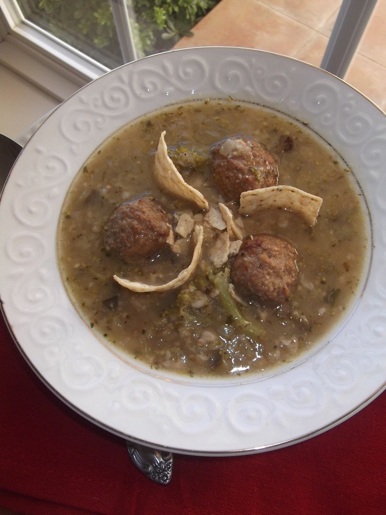 Roasted Eggplant & Meatball Soup